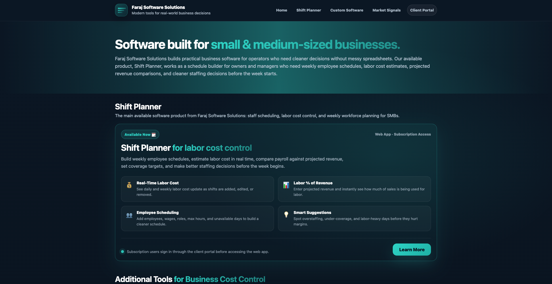 Faraj Software Solutions Homepage