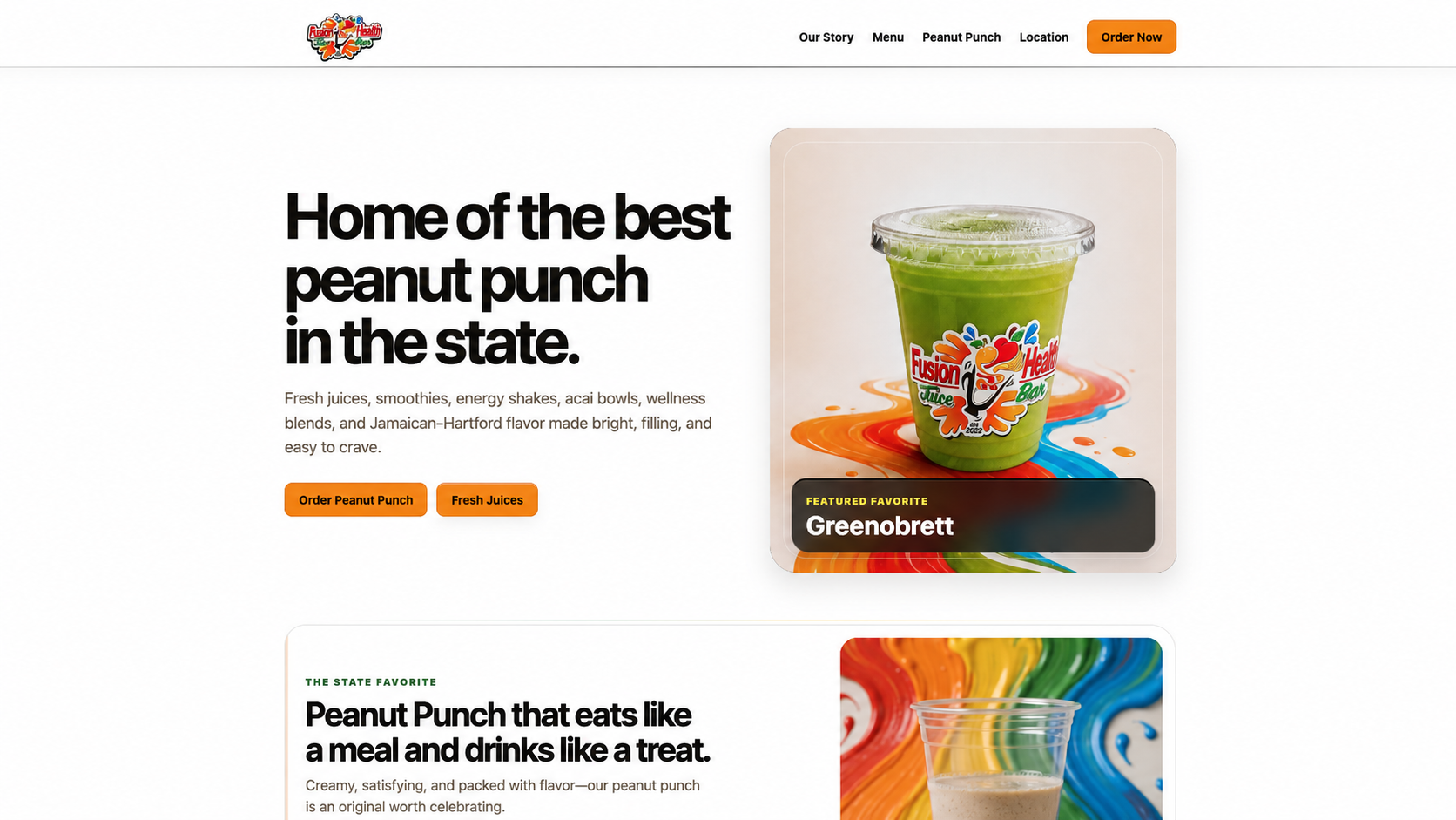 Fusion Health Juice Bar homepage