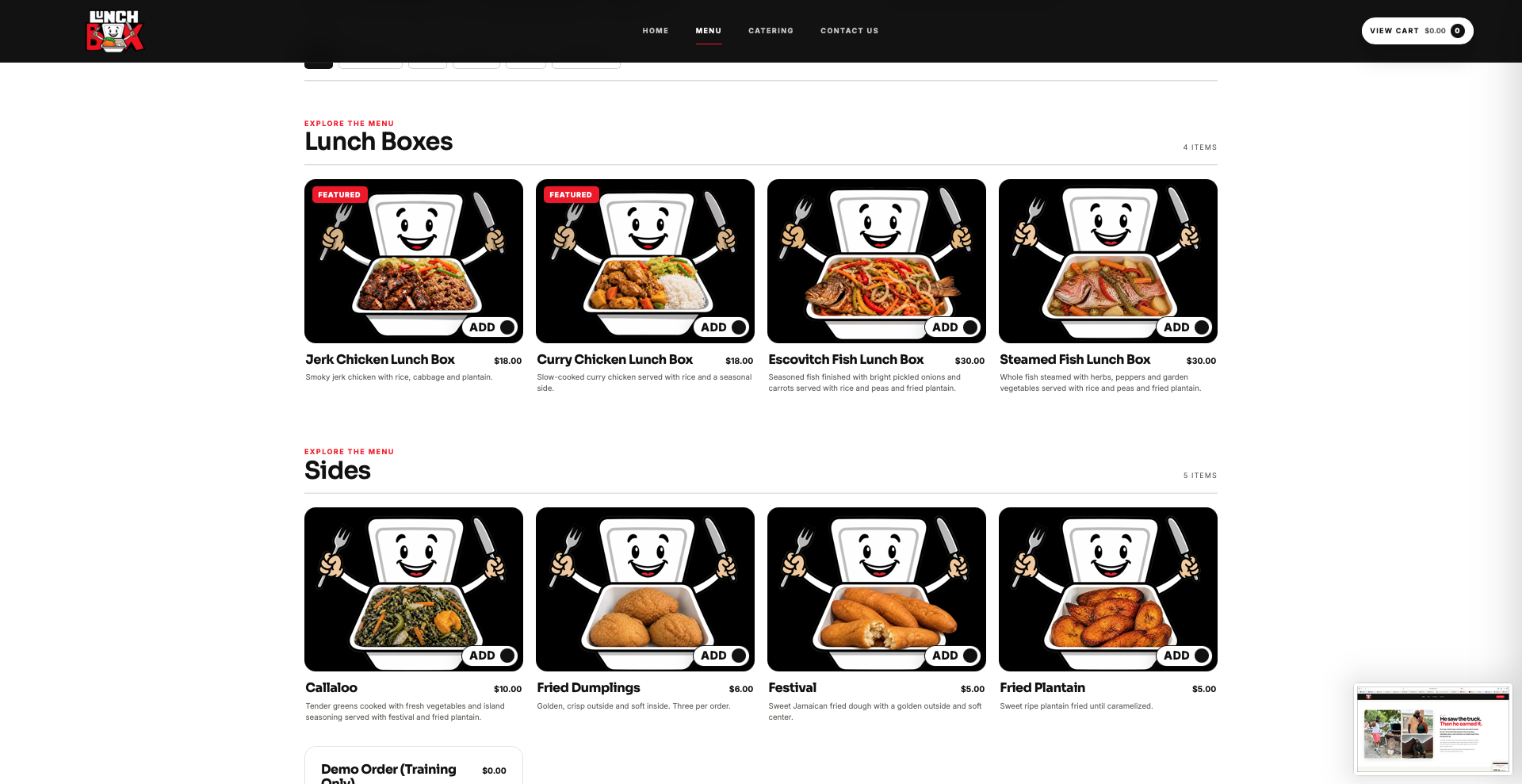 Lunch Box online food menu