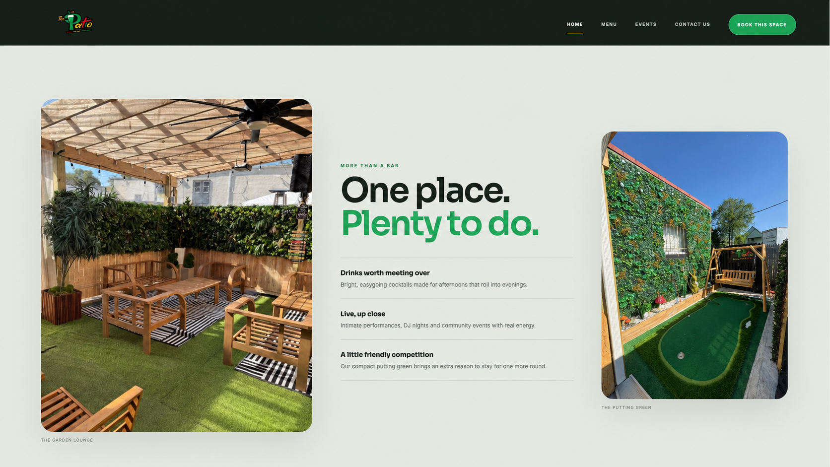 The Patio garden lounge and putting green