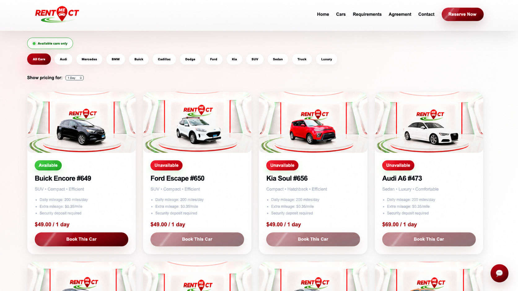 Rent Me CT live vehicle fleet